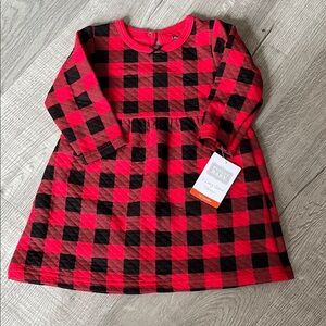 Hudson Baby - Red and Black Plaid Long Sleeve Dress - 18 Months